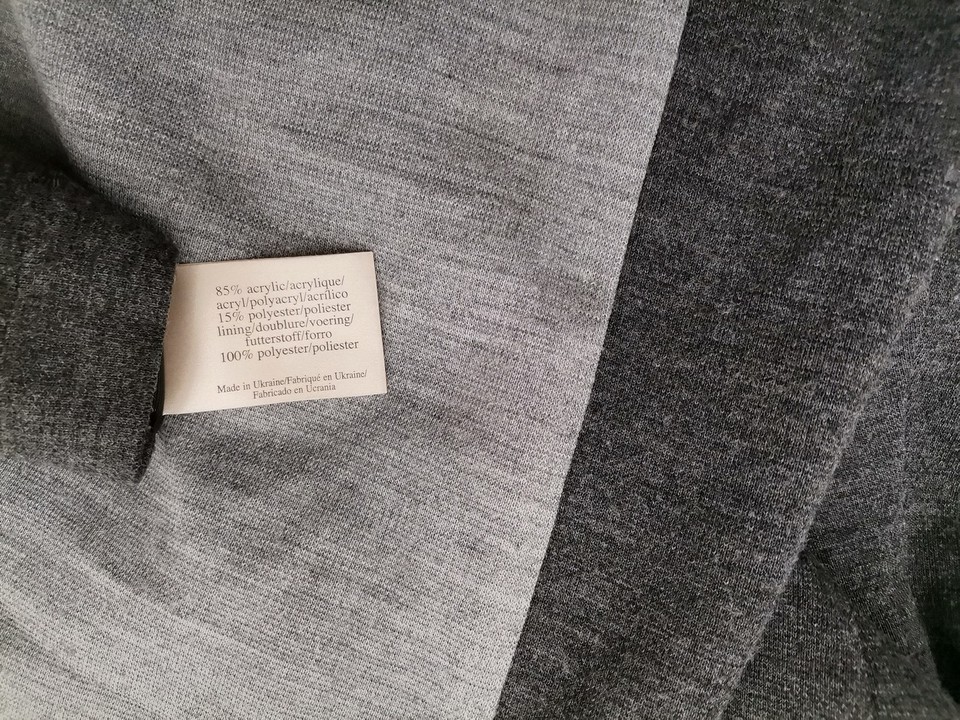 Laura ashley Size 8 (34) Color Szary Okrągły dekolt Sukienka Sweterkowa Krótki rękaw Midi Fabric Akryl