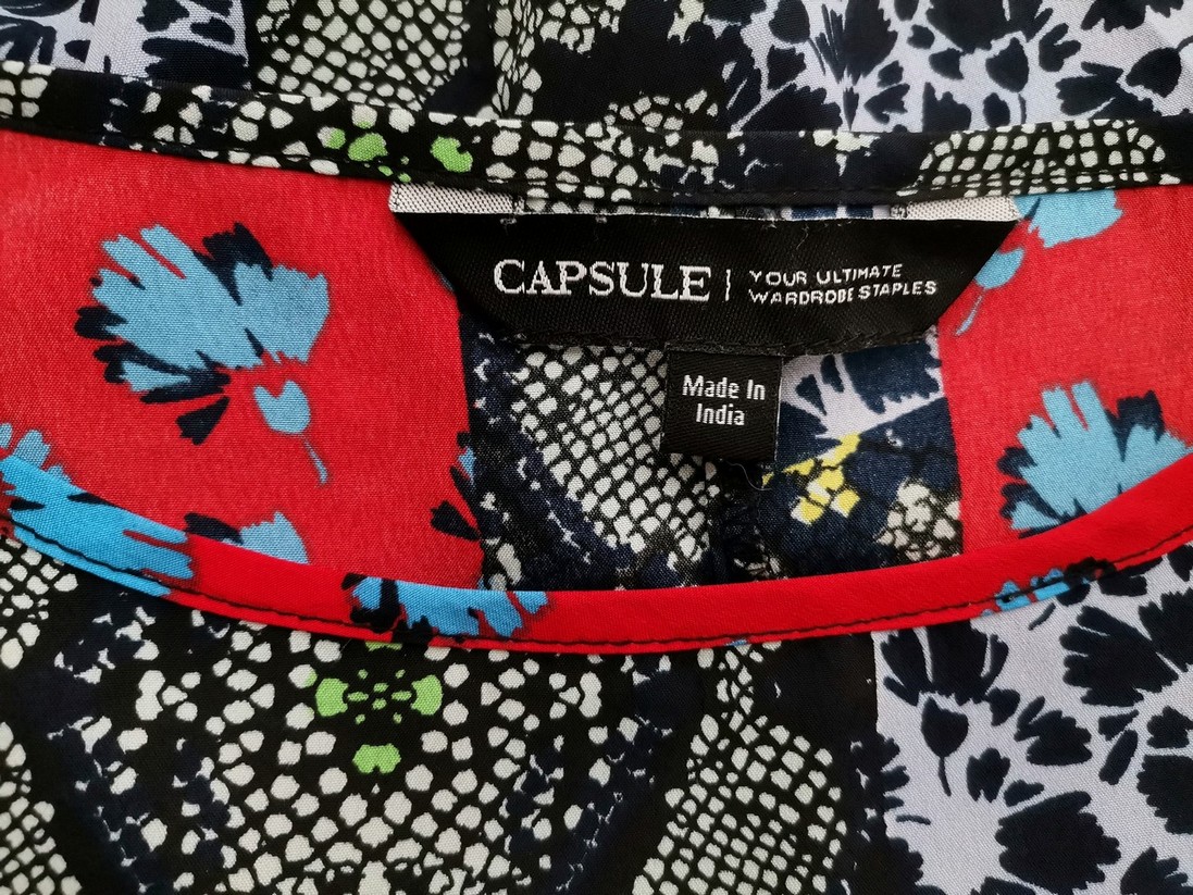 Capsule Size 22 (50) Color Niebieski Okrągły dekolt Tunika Bluzka Krótki rękaw