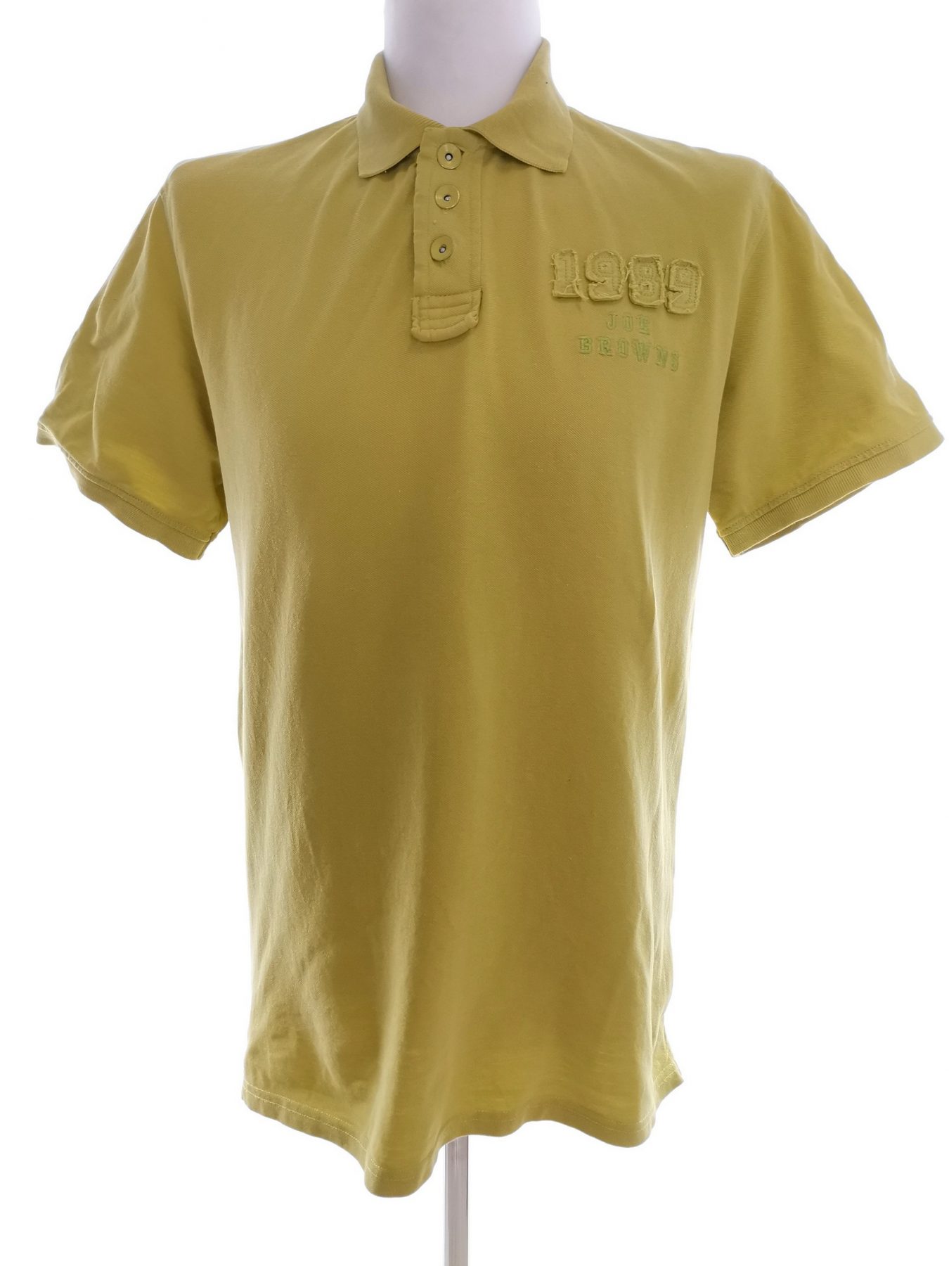 Joe Browns Size L Color Limonkowa Zieleń Kołnierz Męska Koszula Polo Krótki rękaw Fabric Bawełna 100%