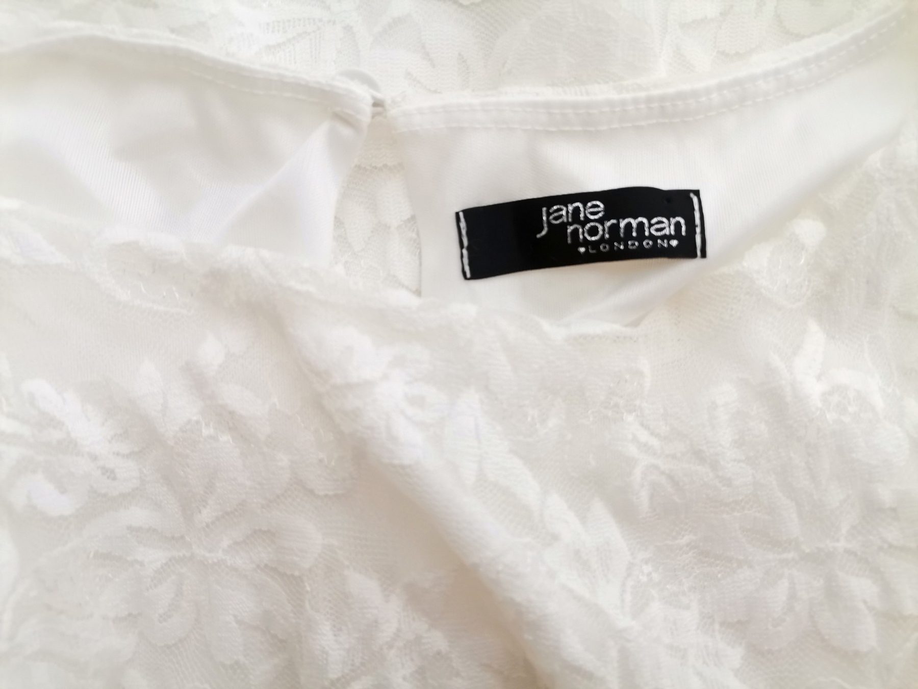 Jane norman Size 34/36 Color Biały Crew Neck Sukienka Trapezowa Bezrękawnik Do Kolan