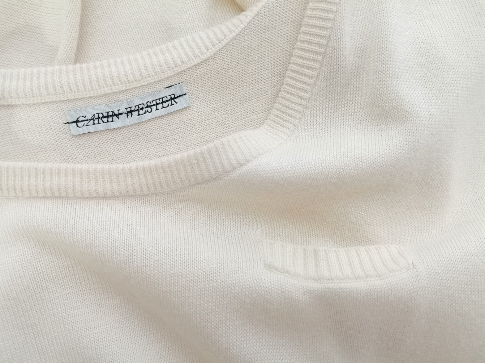 Carin Wester Size XS Color Kremowy Dekolt U Sukienka Prosta Krótki rękaw Midi Fabric Bawełna