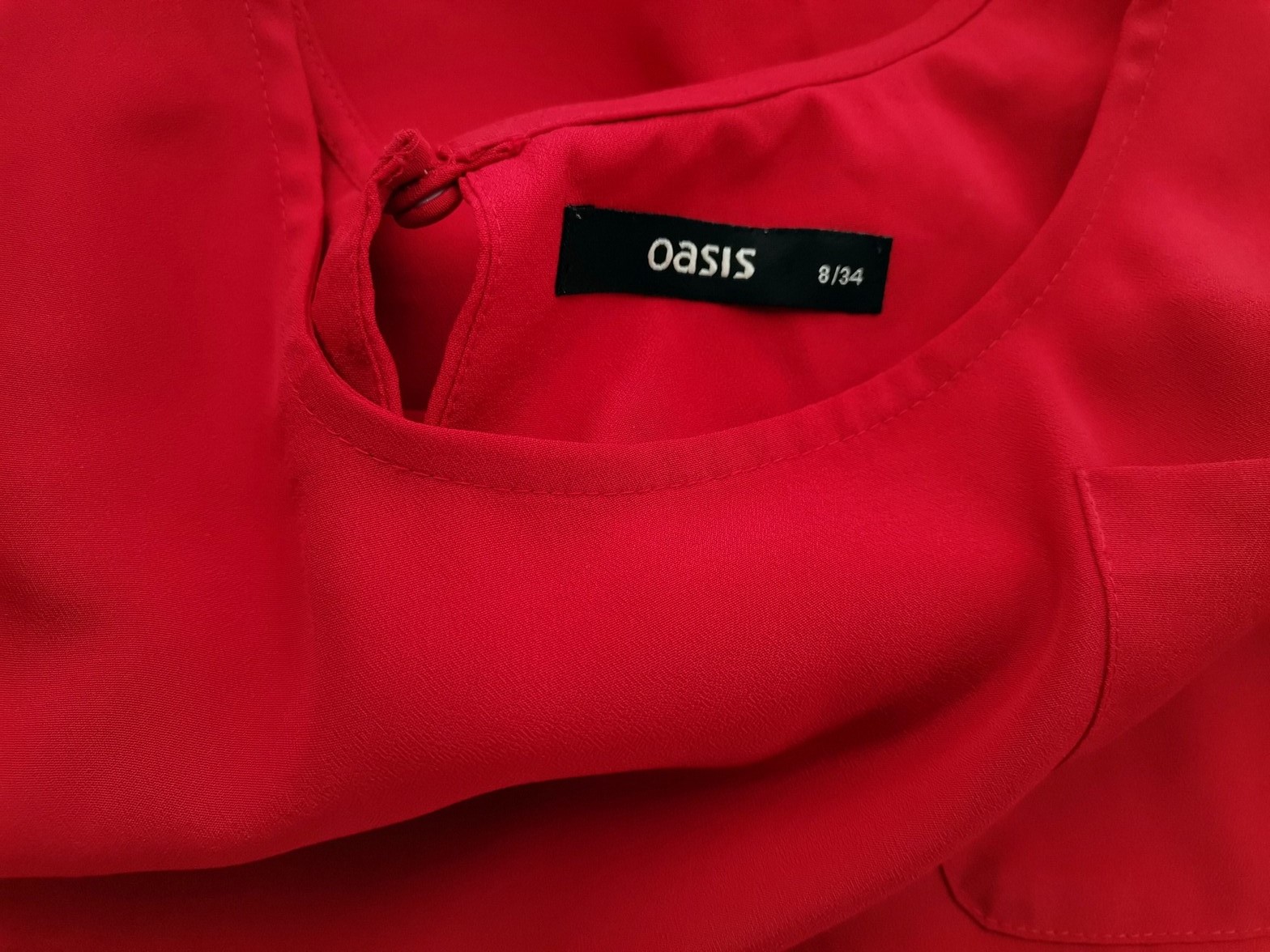 Oasis Size 8 (34) Color Czerwony Okrągły dekolt Bluzka Bezrękawnik