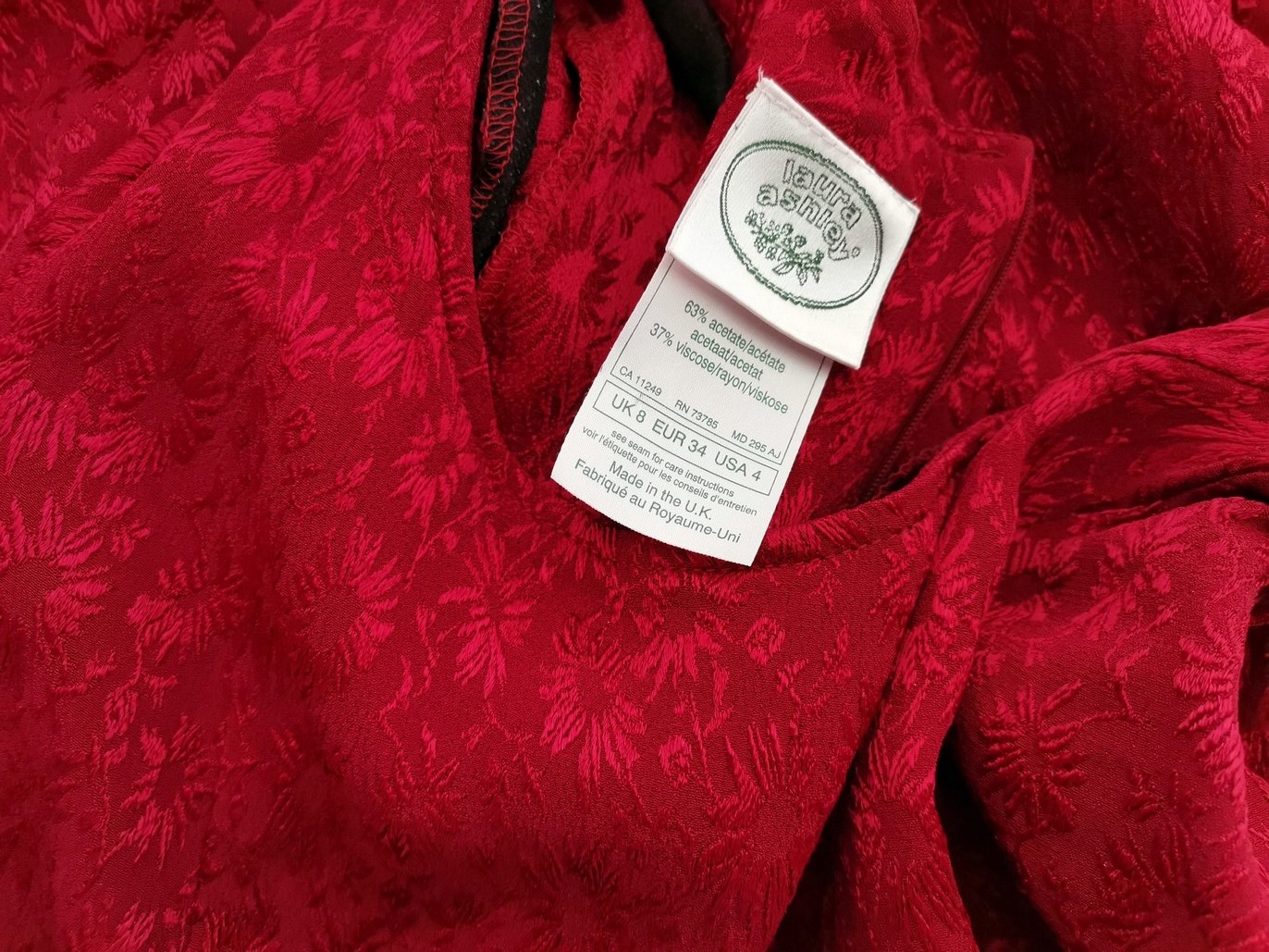 Laura ashley Size 8 (34) Color Czerwony Okrągły dekolt Sukienka Maxi Krótki rękaw Długa