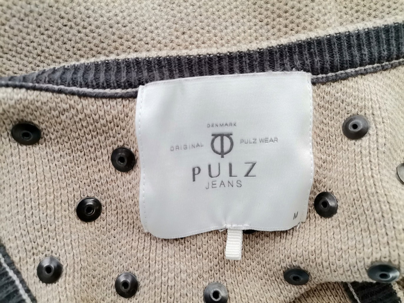 Pulz Size M Color Beżowy Kamizelka Kardigan Bezrękawnik Fabric Bawełna 100%