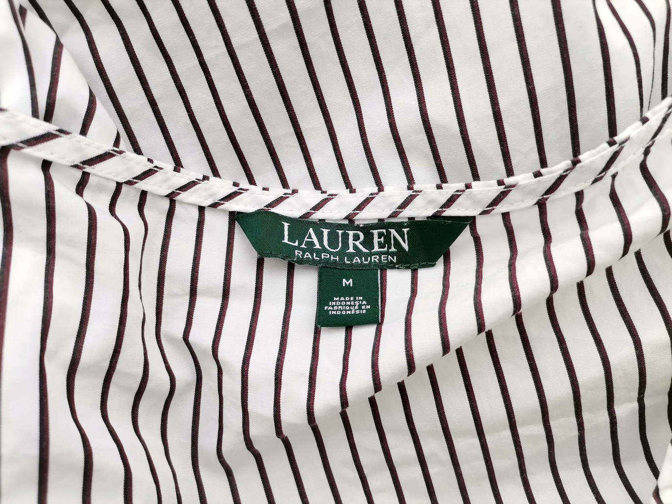 Lauren ralph lauren Size M Color Biały Pasy W serek Bluzka Kopertowa Rękaw 3/4 Fabric Bawełna 100%