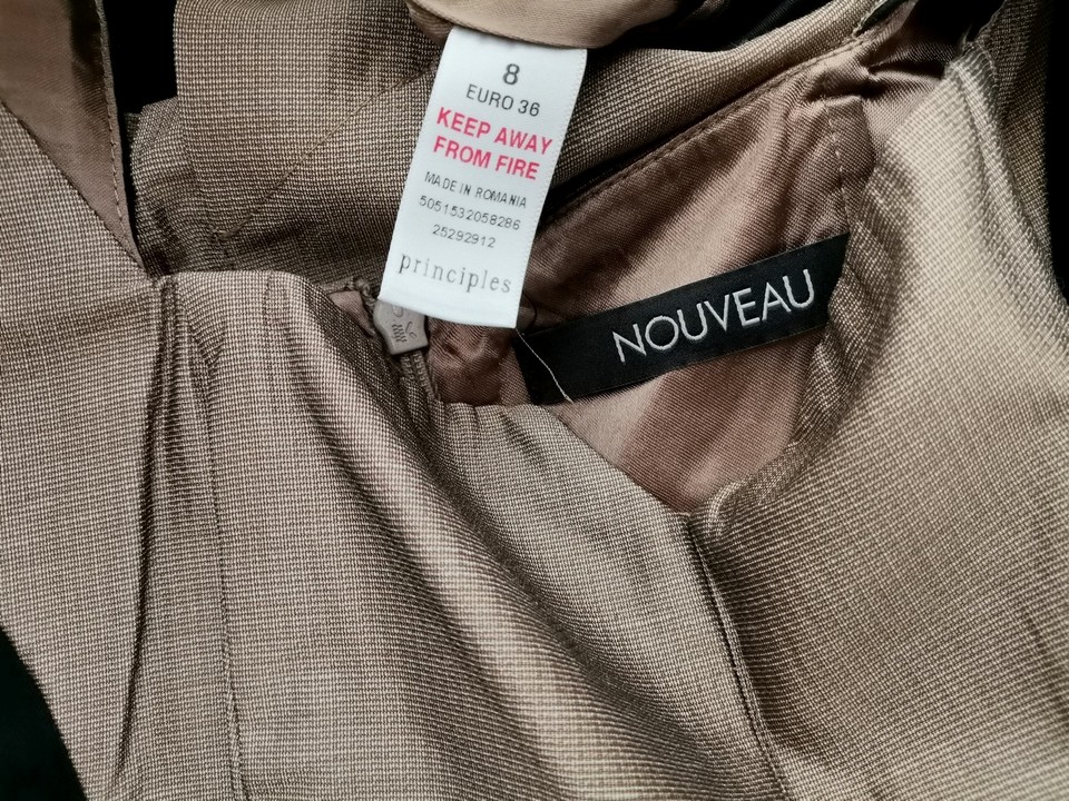 NOUVEAU Size 8 (36) Color Beżowy Kwadratowy dekolt Suknia Balowa Sukienka Wieczorowa Krótki rękaw Do Kolan