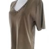 CC Size XL Color Khaki W serek Bluzka Krótki rękaw Fabric Bawełna 100%