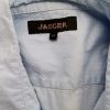 Jaeger Size 14 (42) Color Niebieski Kołnierz Koszula Zapinana Bluzka Rękaw 3/4 Fabric Bawełna 100%