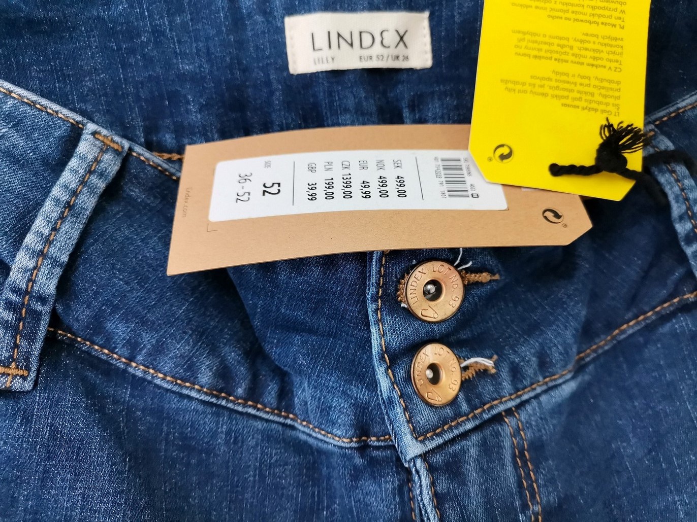 Lindex Size 26 (52) Color Niebieski Spodnie Jeansy Krótki rękaw Fabric Bawełna