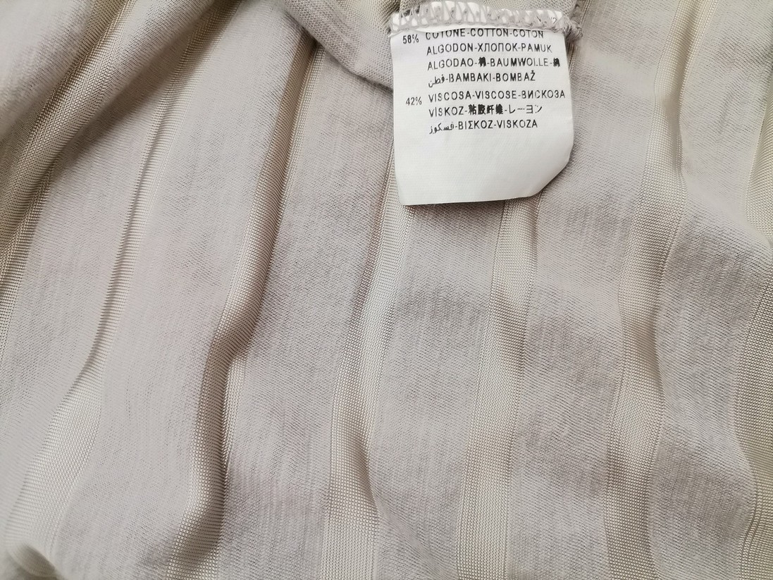 Sisley Size 38/40 Color Szary Pasy Okrągły dekolt Bluzka Krótki rękaw Fabric Bawełna