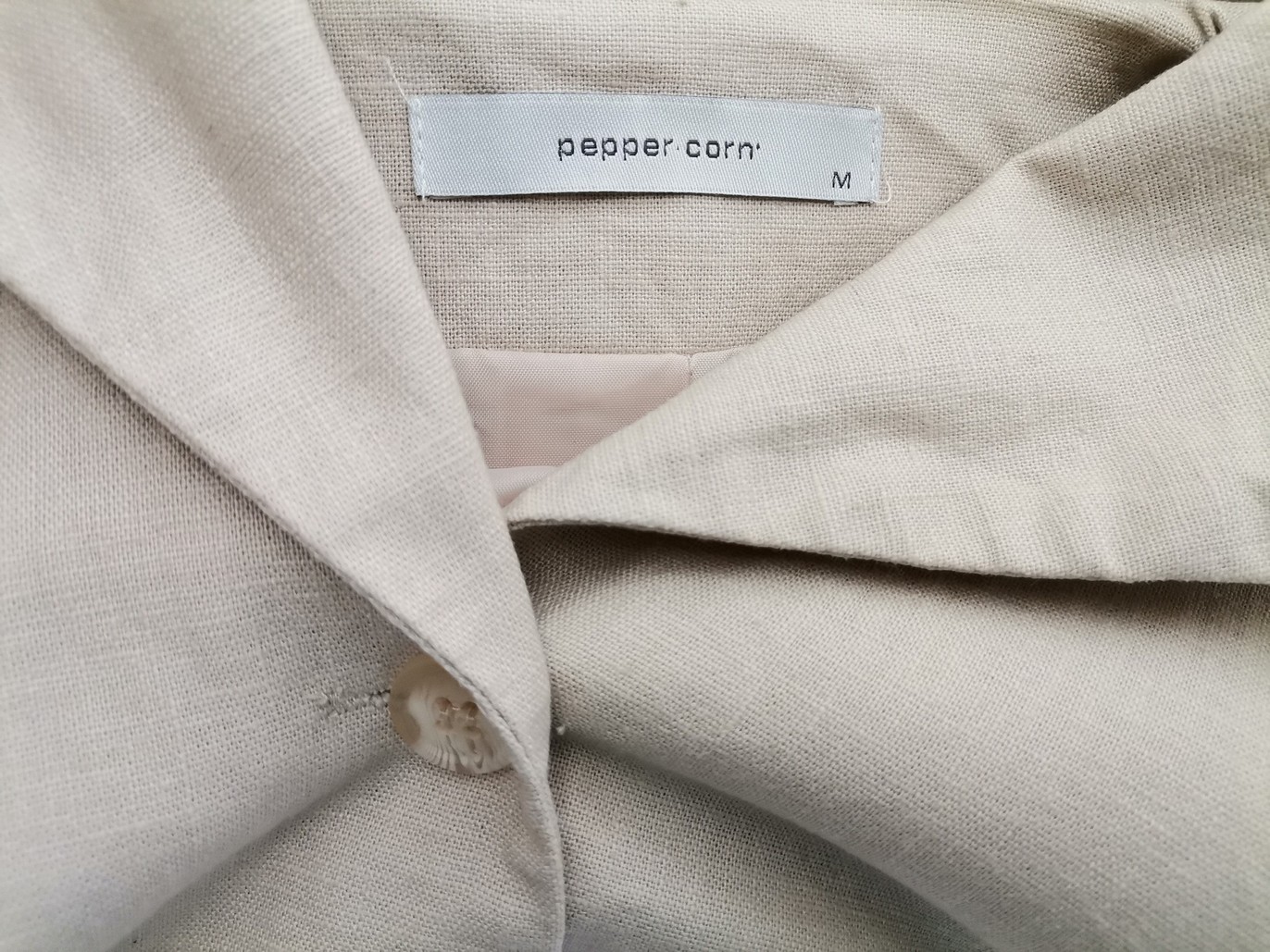 Peppercorn Size M Color Kremowy Kołnierz Żakiet z zapięciem Długi rękaw Fabric Len