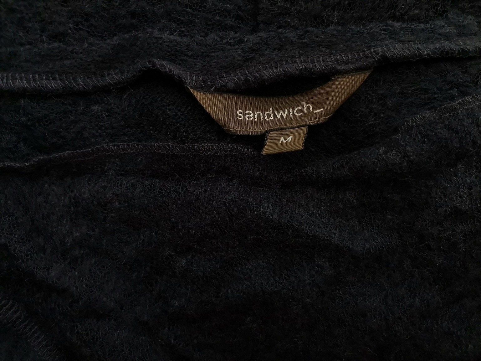 Sandwich Size M Color Granatowy Drapowany dekolt Tunika Bluzka Dzianina Długi rękaw Fabric Akryl