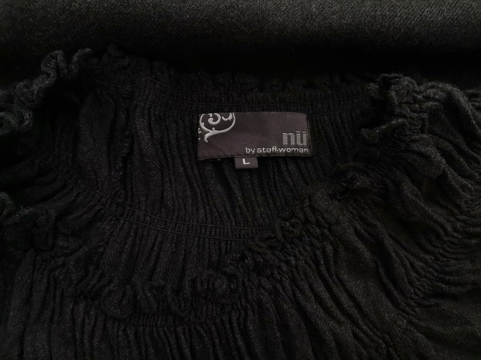 Nu by staff Size L Color Szary Okrągły dekolt Sukienka Prosta Krótki rękaw Midi Fabric Wiskoza 100%