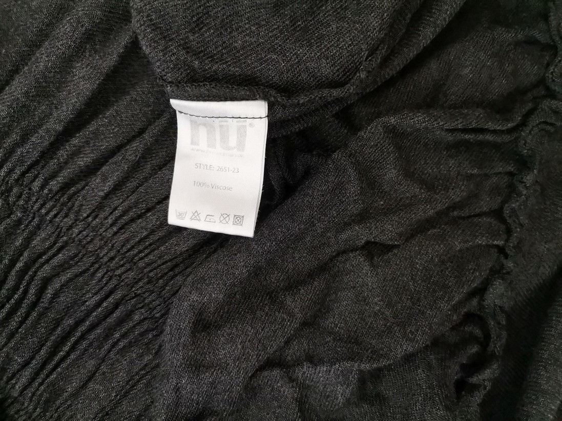 Nu by staff Size L Color Szary Okrągły dekolt Sukienka Prosta Krótki rękaw Midi Fabric Wiskoza 100%