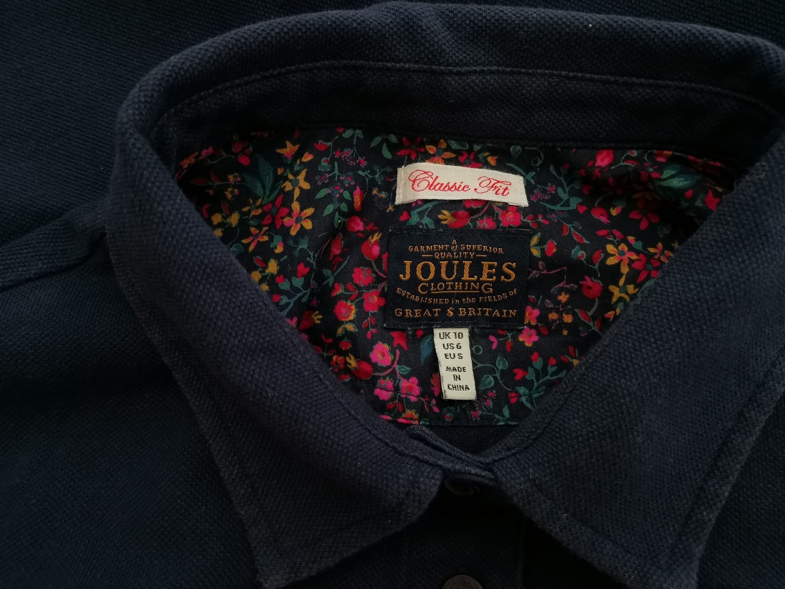 Joules Size 10 (38) Color Granatowy Kołnierz Koszulka Polo Krótki rękaw Fabric Bawełna 100%