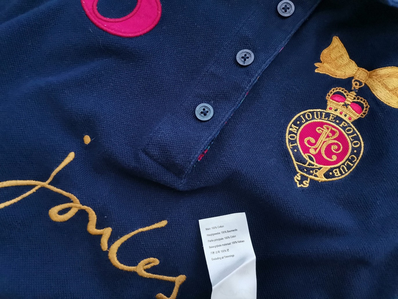 Joules Size 10 (38) Color Granatowy Kołnierz Koszulka Polo Krótki rękaw Fabric Bawełna 100%