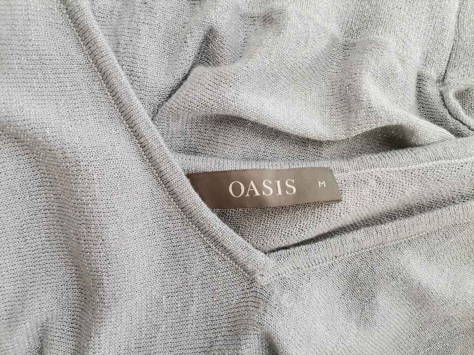 Oasis Size M Color Szary W serek Bluzka Rękaw 3/4 Fabric Wiskoza