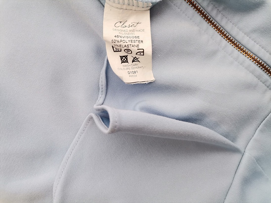 Closet Size 10 (38) Color Niebieski W łódkę Sukienka Blouson Bezrękawnik Do Kolan Fabric Wiskoza