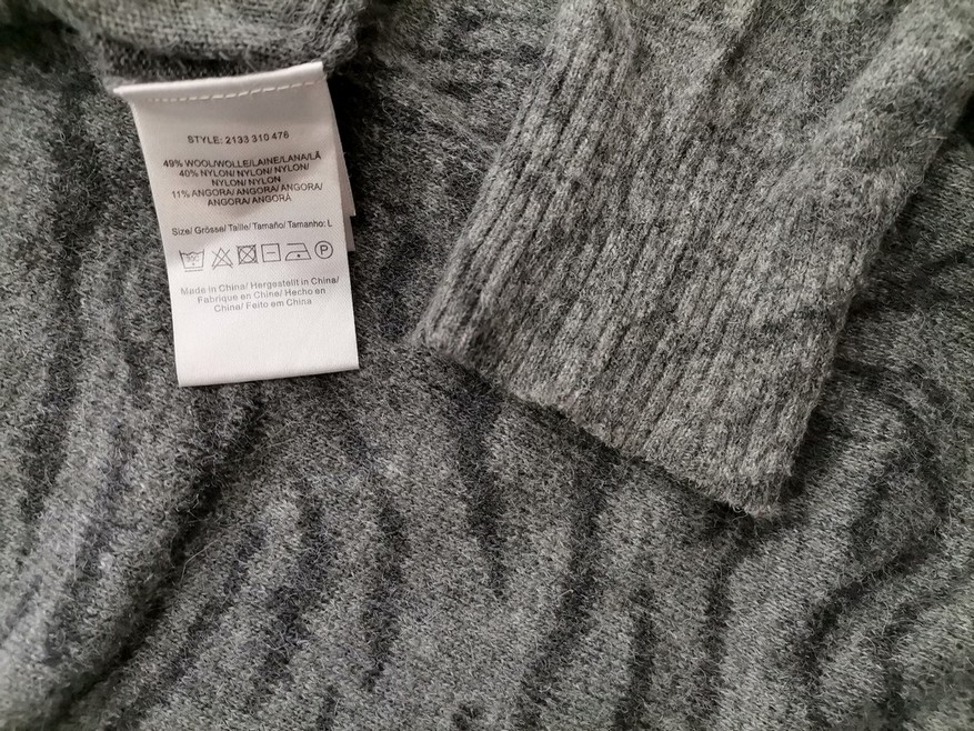 Day Birger Et Mikkelsen Size L Color Szary Panterka Okrągły dekolt Tunika Bluzka Dzianina Długi rękaw Fabric Wełna