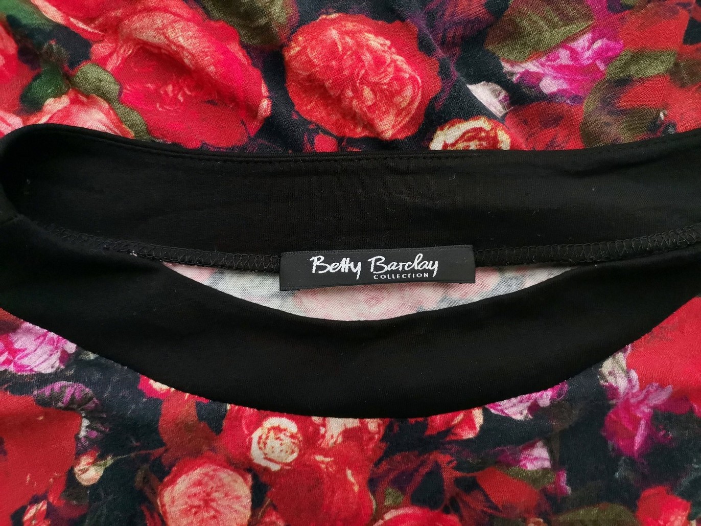 BETTY BARCLAY Size 50/52 Color Czarny W łódkę Sukienka Prosta Rękaw 3/4 Do Kolan