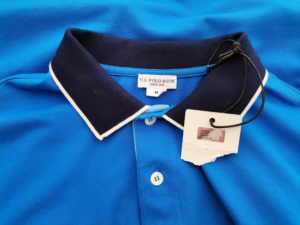 U.S. Polo ASSN Size M Color Niebieski Kołnierz Męska Koszula Polo Krótki rękaw Fabric Bawełna