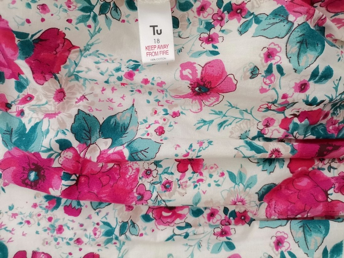 Tu Size 18 (46) Color Biały Okrągły dekolt Sukienka Maxi Bezrękawnik Długa Fabric Bawełna 100%