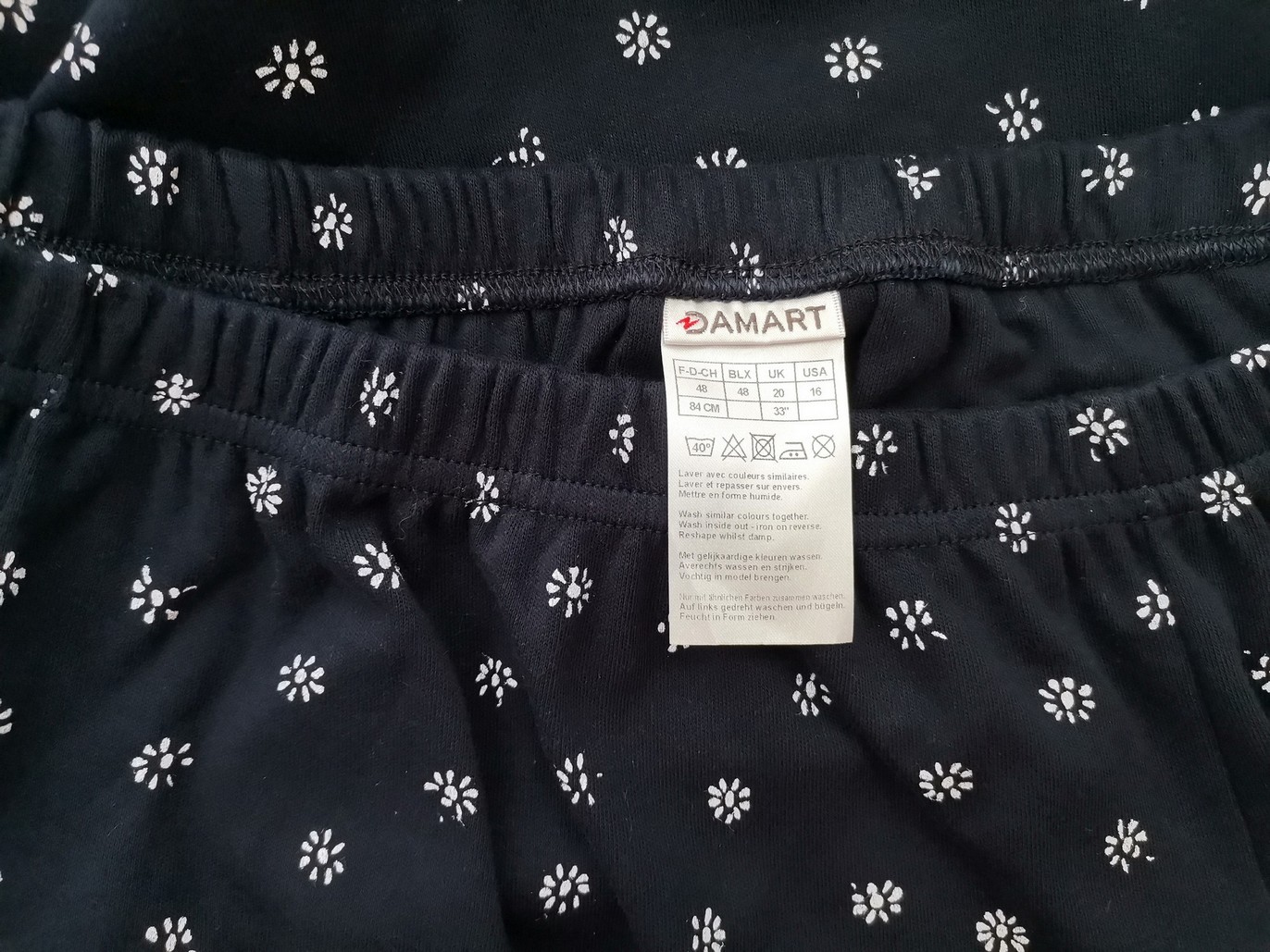 Damart Size 48 Color Granatowy Spódnica Maxi Długa Fabric Bawełna 100%