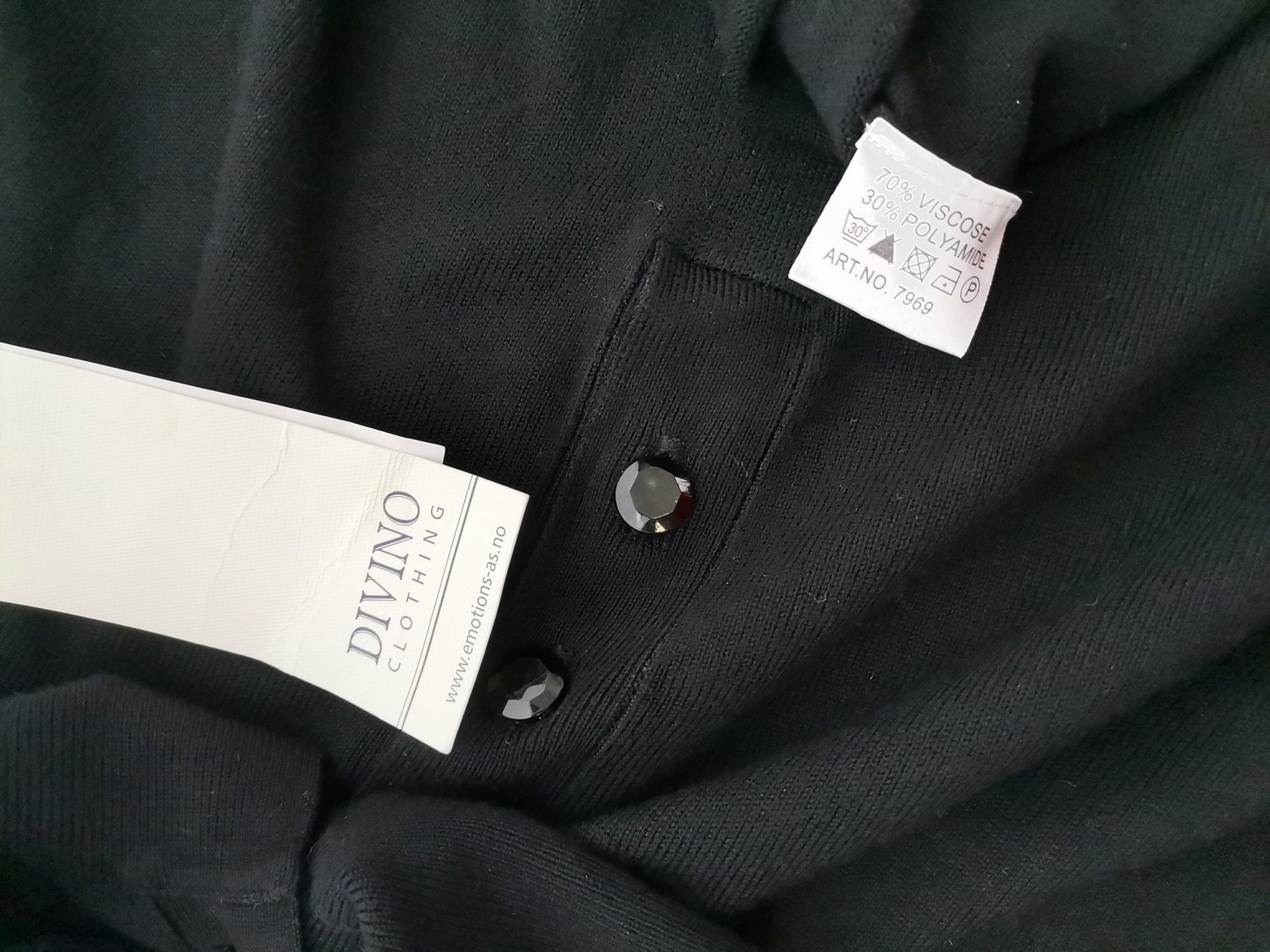 DIVINO Size M Color Czarny Kołnierz Koszulka Polo Długi rękaw Fabric Wiskoza