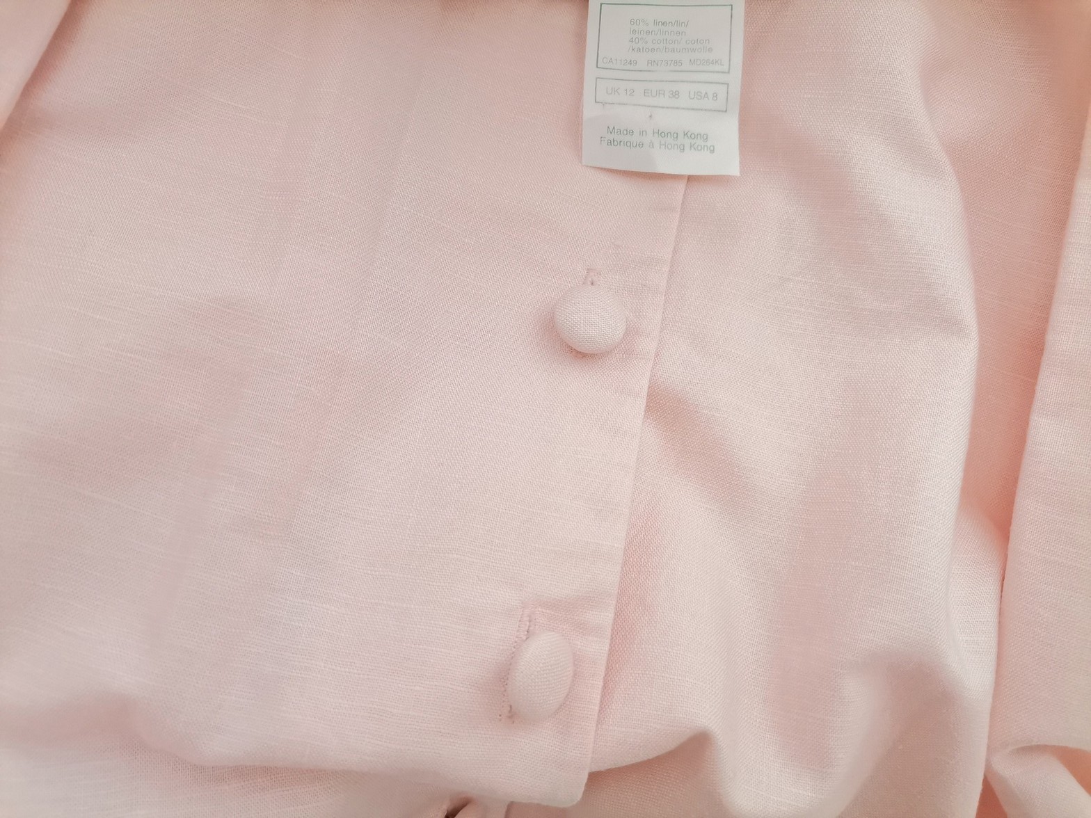 Laura ashley Size 12 (38) Color Różowy W serek Sukienka Koszulowa Krótki rękaw Długa Fabric Len