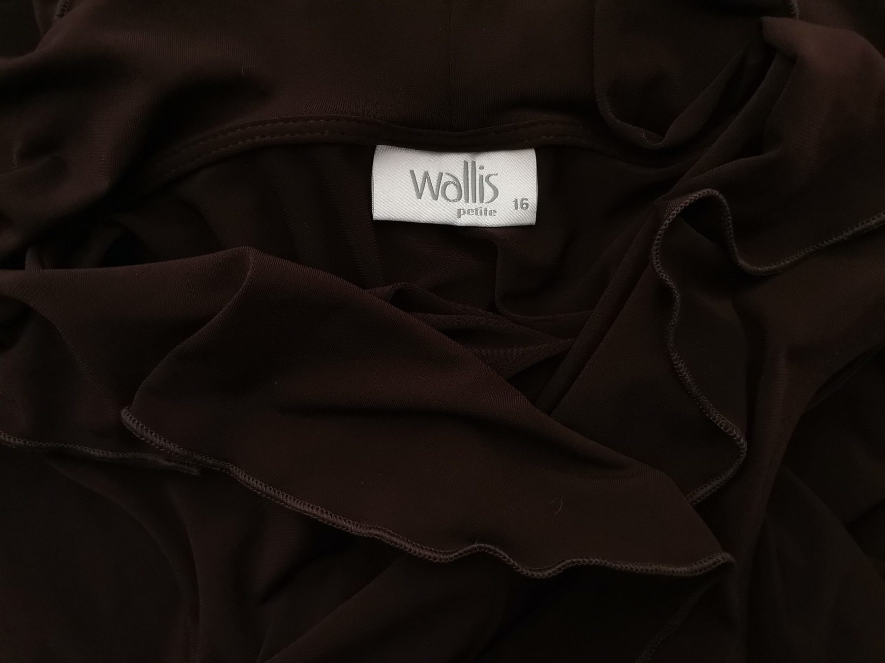 Wallis Size 16 (44) Color Brązowy W serek Sukienka Prosta Bezrękawnik Midi