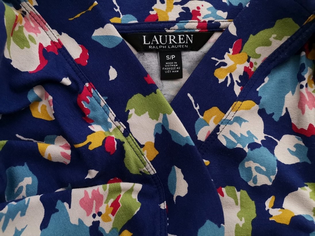 Lauren ralph lauren Size S Color Niebieski W serek Bluzka Kopertowa Rękaw 3/4 Fabric Wiskoza