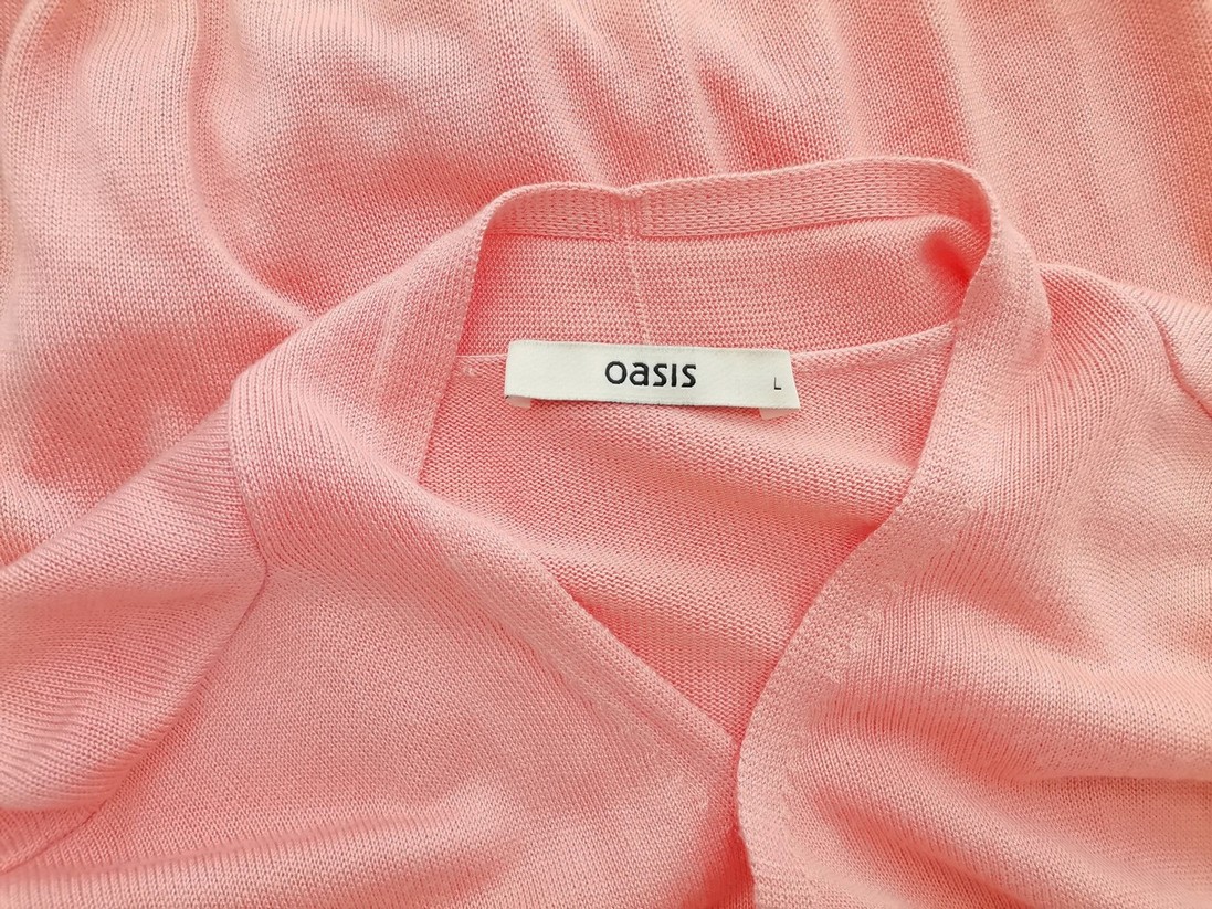 Oasis Size L Color Różowy W serek Tunika Bluzka Krótki rękaw Fabric Wiskoza