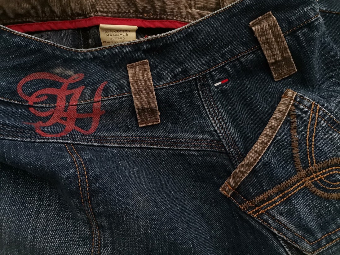 TOMMY HILFIGER DENIM Size XS Color Niebieski Spódnica Prosta i Ołówkowa Do Kolan Fabric Bawełna 100%