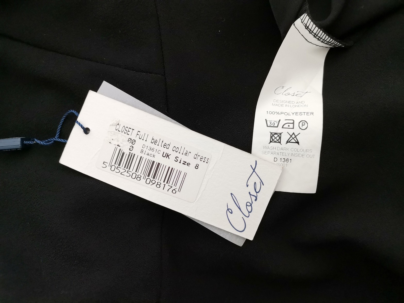 Closet Size 8 (36) Color Czarny Pół golf Sukienka Sweterkowa Krótki rękaw Do Kolan