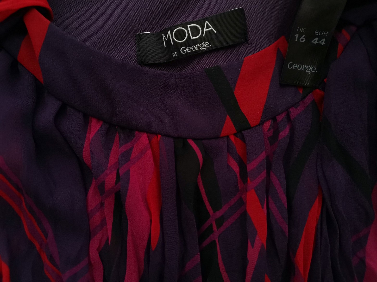 Moda at George Size 16 (44) Color Fioletowy Okrągły dekolt Sukienka Letnia Bezrękawnik Midi