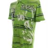 DESIGUAL Size L Color Zielony Kołnierz Męska Koszula Polo Krótki rękaw