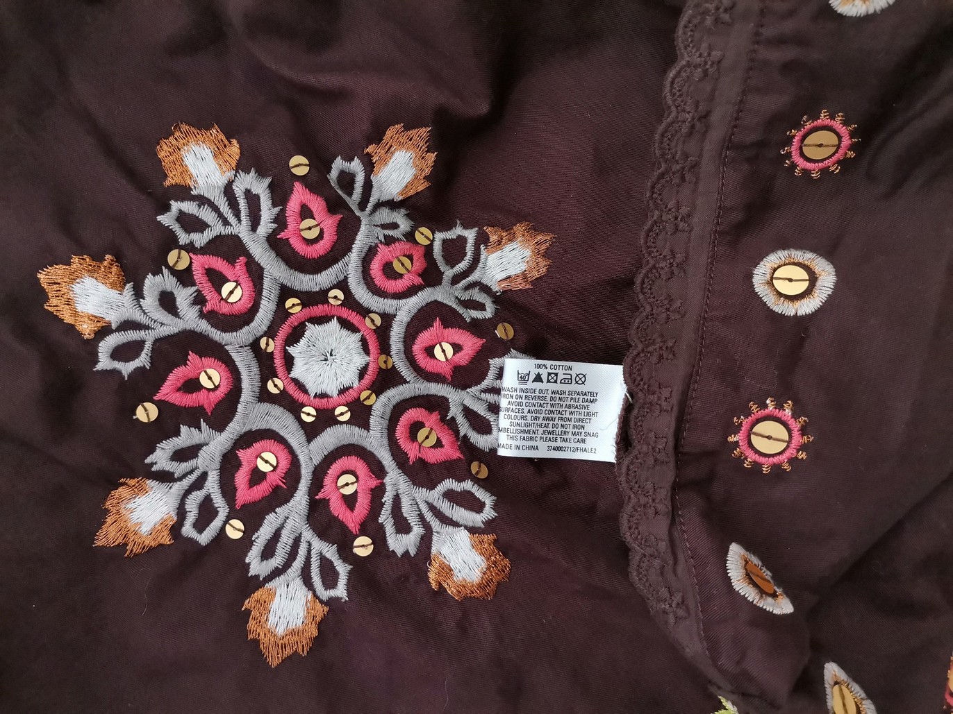 Oasis Size 8 (34) Color Brązowy Spódnica Trapezowa Midi Fabric Bawełna 100%