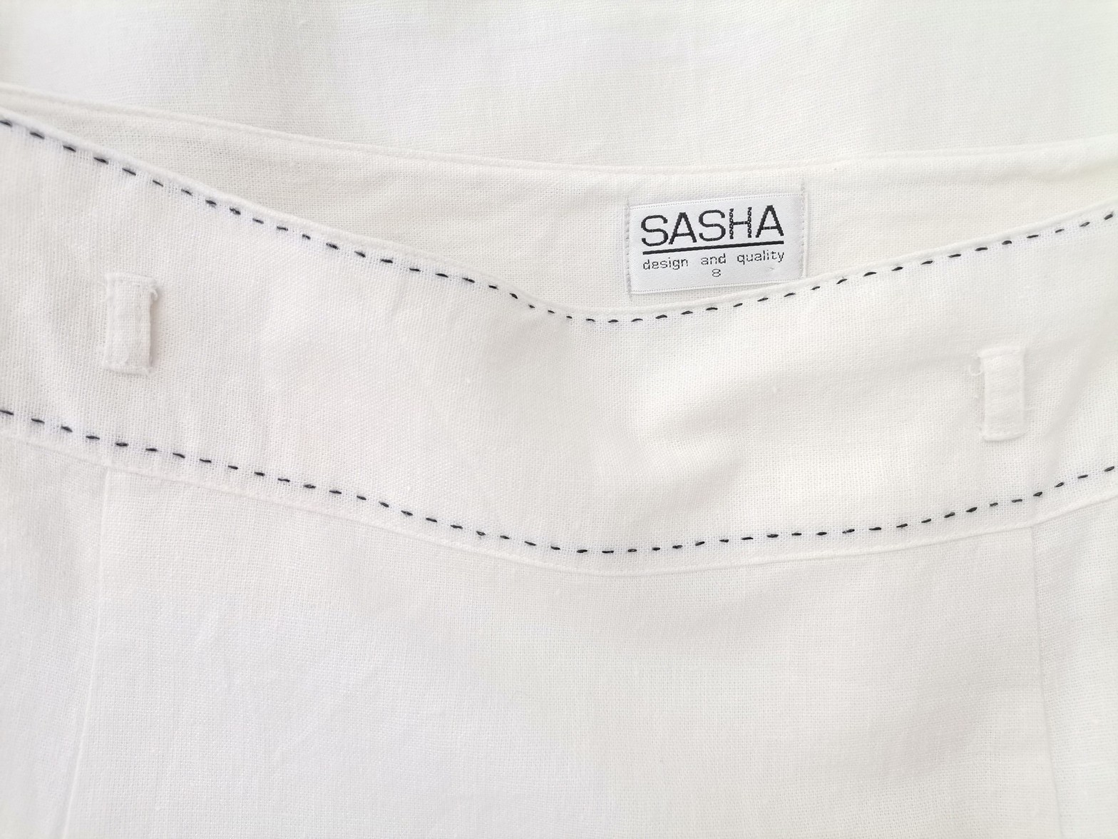 Sasha Size 8 (36) Color Biały Spódnica Trapezowa Midi Fabric Len