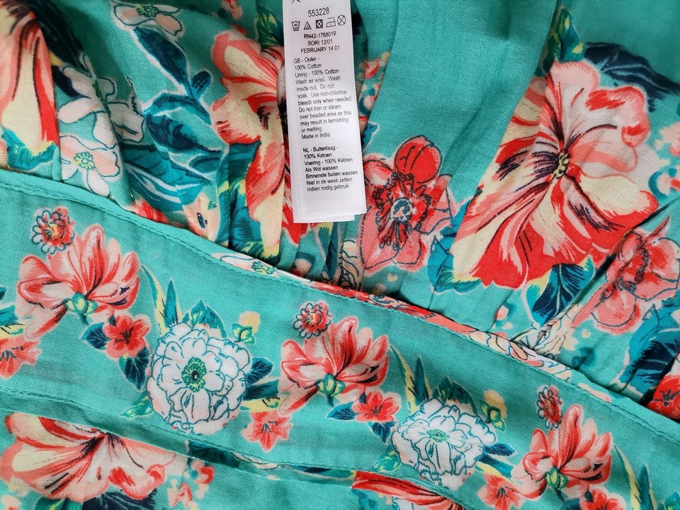 Monsoon Size 10 (38) Color Zielony Odkryte Ramiona Sukienka Maxi Bezrękawnik Długa Fabric Bawełna 100%