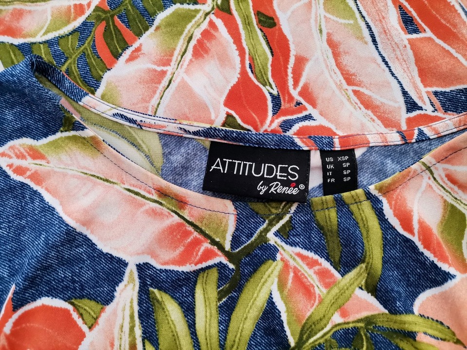 Attitudes By Renee Size XS Color Granatowy Crew Neck Sukienka Maxi Krótki rękaw Długa