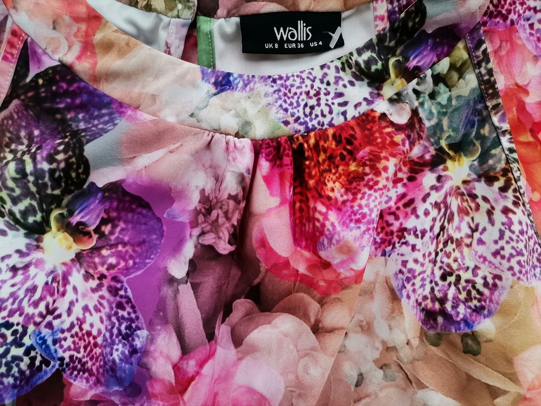 Wallis Size 8 (36) Color Kolorowa Okrągły dekolt Sukienka Maxi Bezrękawnik Długa