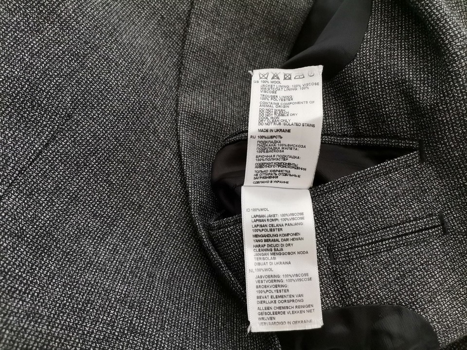 Reiss Size 38/32 (S) Color Szary Męska Marynarka Długi rękaw Fabric Wełna 100%