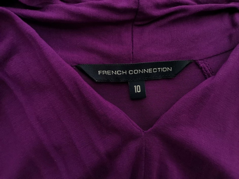 French connection Size 10 (38) Color Fioletowy W serek Sukienka Sweterkowa Krótki rękaw Do Kolan Fabric Wiskoza 100%