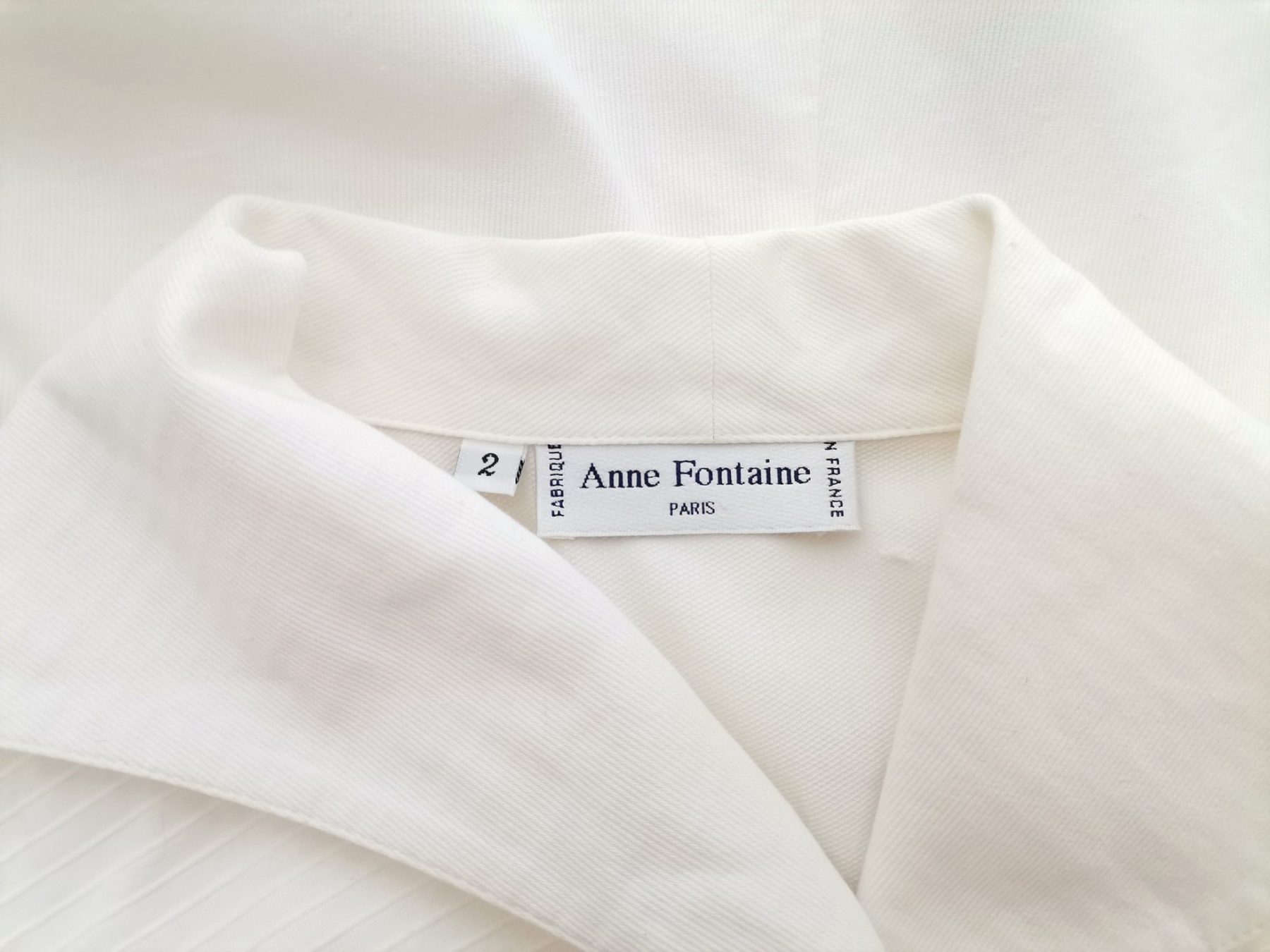 Anne Fontaine Size 2 (38) Color Biały Kołnierz Żakiet na suwak Długi rękaw Fabric Bawełna 100%