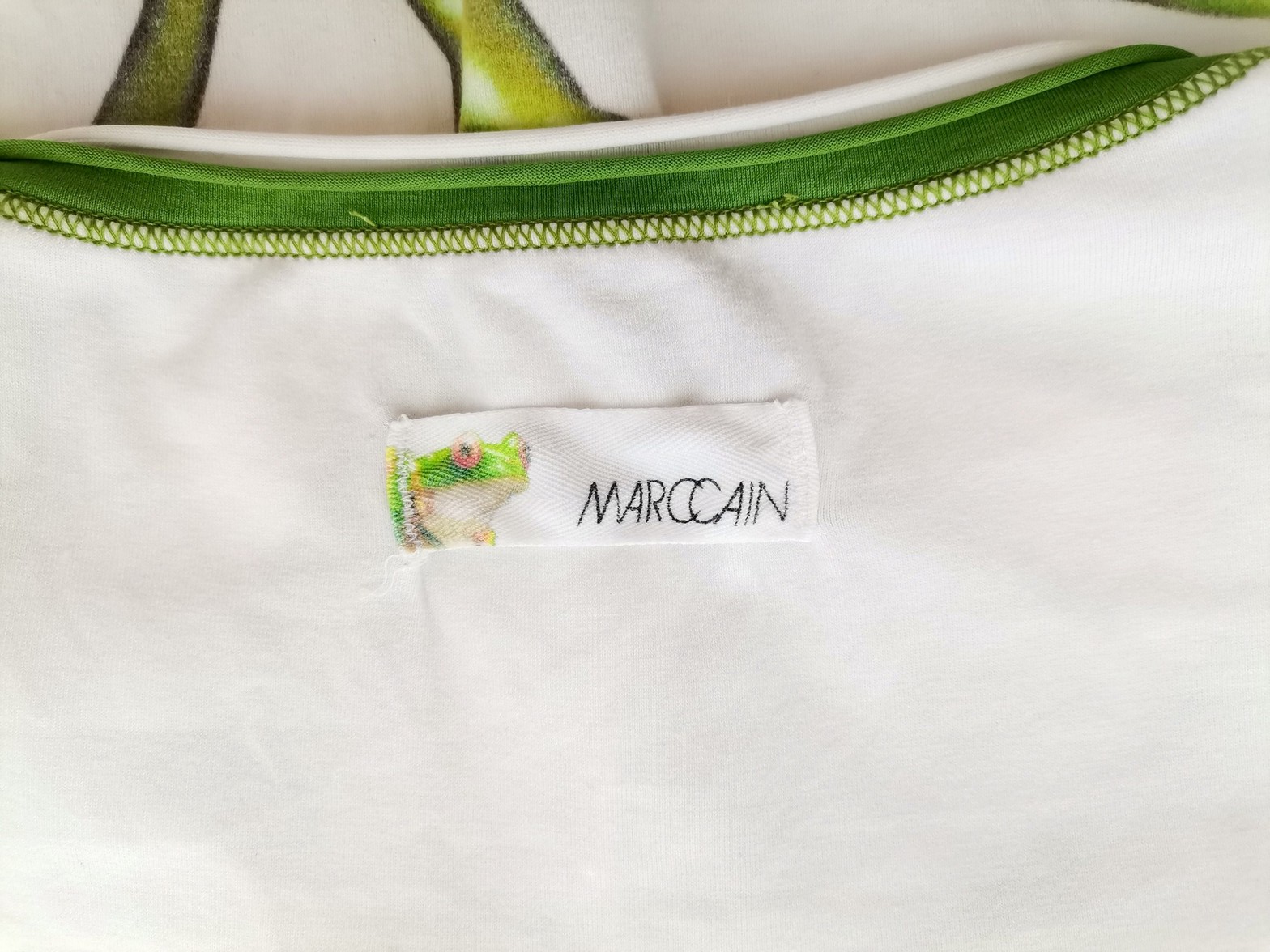 Marc Cain Size 2 (38) Color Biały Crew Neck Bluzka Krótki rękaw Fabric Bawełna