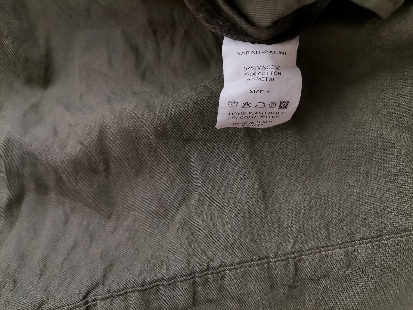 Sarah Pacini Size 1 (38) Color Khaki Spódnica Prosta i Ołówkowa Do Kolan Fabric Wiskoza