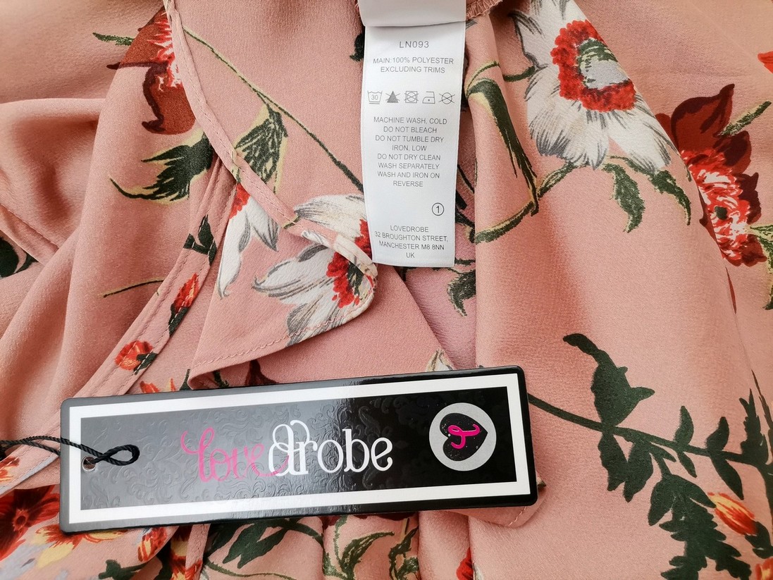 Love Drobe Size 16 (44) Color Pudrowy Róż W serek Tunika Bluzka Długi rękaw