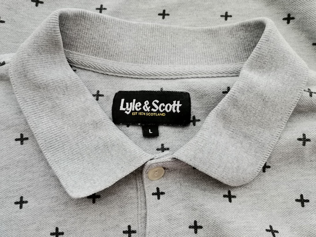 Lyle & Scott Size L Color Szary Kołnierz Męska Koszula Polo Krótki rękaw Fabric Bawełna 100%