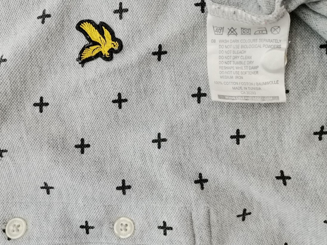 Lyle & Scott Size L Color Szary Kołnierz Męska Koszula Polo Krótki rękaw Fabric Bawełna 100%