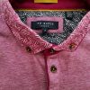 Ted Baker Size 3 (L) Color Purpurowy Kołnierz Męska Koszula Polo Krótki rękaw Fabric Bawełna 100%